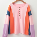Pink Large Parker Sleeve Henley top Long Sleeve Top