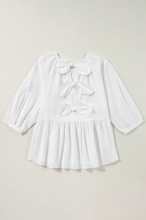 Paula Bow Knot Cutout Back Blouse