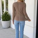  Paula Ribbed Stitched Detail Long Sleeve Top
