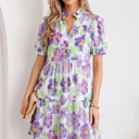 Purple XL Penelope Tiered Ruffle Mini Dress
