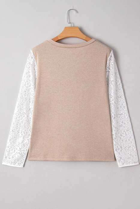 Penny Contrast Lace Patchwork Long Sleeve Top