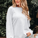  Peyton Lace Patchwork Raglan Sleeve Crew Neck Sweatshirt