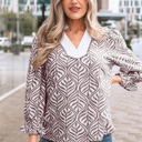 Brown Medium Phoebe Collar Puff Sleeve Top