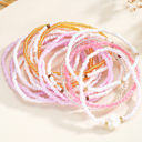  Pink Bohemian Beaded Shell Ornament Bracelet Set
