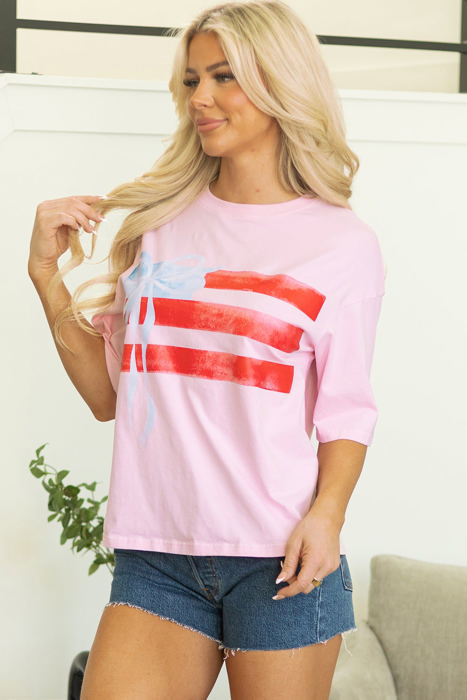 Pink Bow Flag Tee