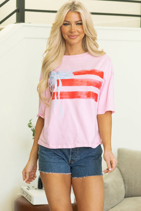 Pink Bow Flag Tee