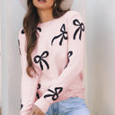  Pink Bow Knitted Loose Fit Sweater