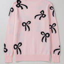  Pink Bow Knitted Loose Fit Sweater