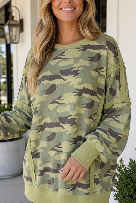 Piper Contrast Trim Oversized Long Sleeve Top