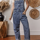 Sail Blue Medium Piper Denim Straight Leg Jumpsuit with Pockets