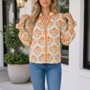 Orange Large Piper Long Sleeve Blouse Long Sleeve Top