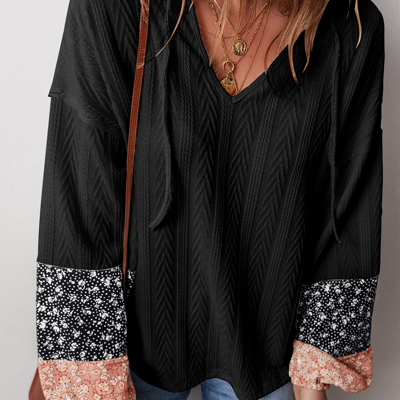 Poppy Textured Knit Drawstring Blouse