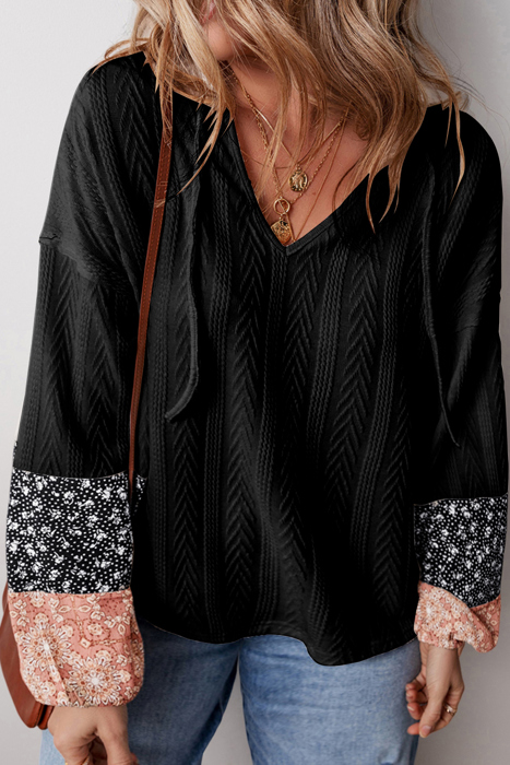 Poppy Textured Knit Drawstring Blouse
