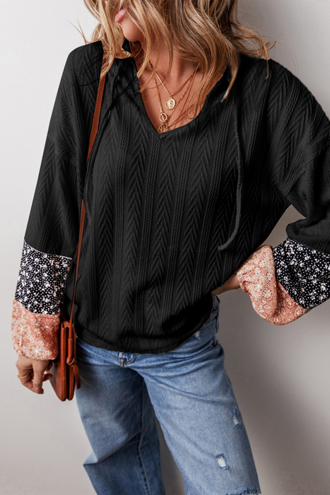 Poppy Textured Knit Drawstring Blouse