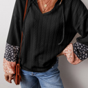  Poppy Textured Knit Drawstring Blouse