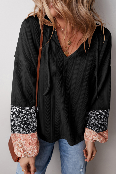 Poppy Textured Knit Drawstring Blouse