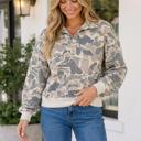 Multicolour Large Retro Camo Casual Collar Pullover