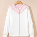 White Medium Promise Color Block Loose Long Sleeve Top
