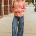  Rachel Floral Patchwork V Neck Long Sleeve Top