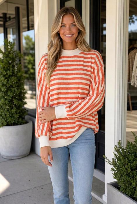 Rachel Textured Stand Oversized Long Sleeve Top