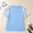  Raelynn Contrast Floral Sleeve PLUS Top