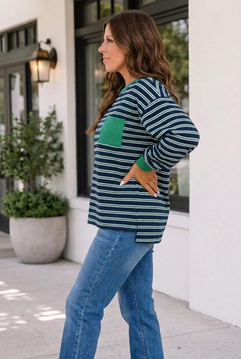 Raena Patchwork Patch Long Sleeve Top