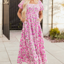 Pink Small Raina Sleeve Flowy Long Dress