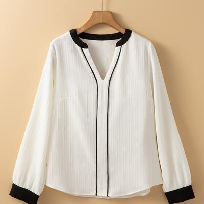 Ramila Textured Colorblock Elegant Blouse