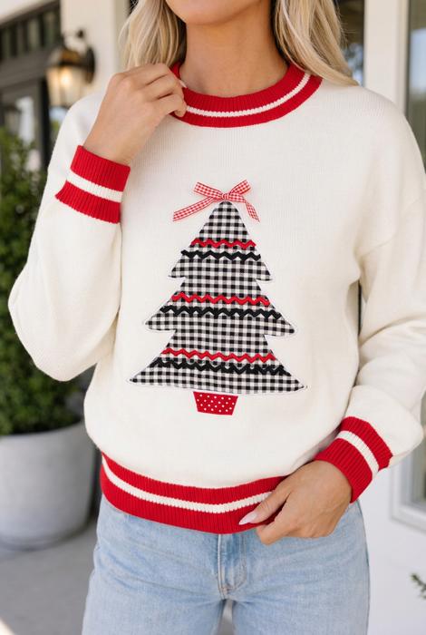 Randi Tree Applique Loose Sweater