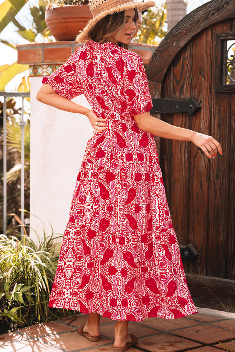 Raquel Paisley Side Slit Maxi Dress