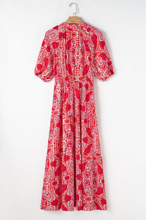Raquel Paisley Side Slit Maxi Dress