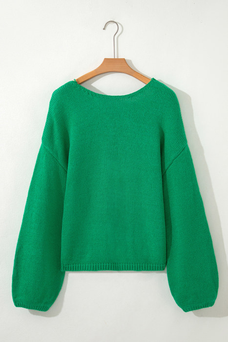 Raven Backless Bubble Sleeve Sweater