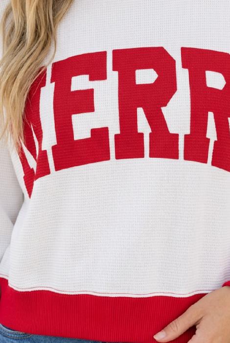 Raylee Trim Merry Slogan Pullover