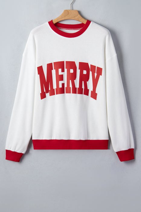 Raylee Trim Merry Slogan Pullover