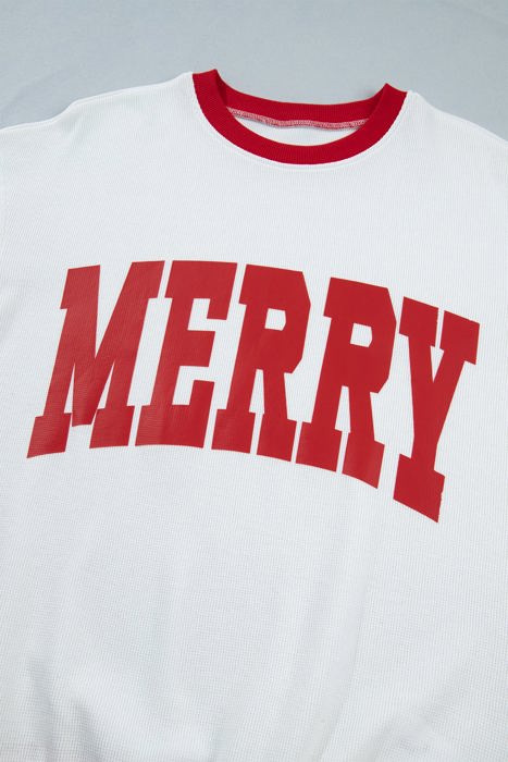 Raylee Trim Merry Slogan Pullover
