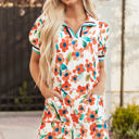 Orange Small Rayne Floral Split Neck Puff Short Sleeve Tiered Dress