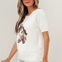  Regina Printed Short Sleeve Sweater