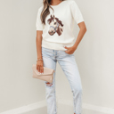  Regina Printed Short Sleeve Sweater