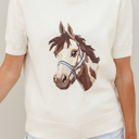  Regina Printed Short Sleeve Sweater
