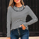  Remi Stripe Double-layer Long Sleeve Top