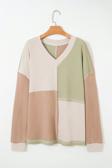 Rhea Block Patchwork Long Sleeve PLUS Top