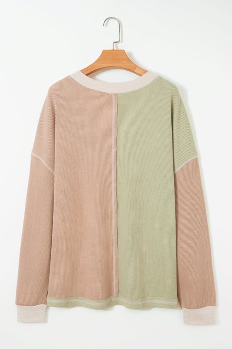 Rhea Block Patchwork Long Sleeve PLUS Top
