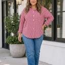 Red Rhea Loose Fit Shirt Long Sleeve PLUS Top