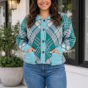 Green 2X Rheia Shift Cardigan Sweater Long Sleeve PLUS Top