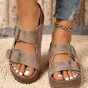 Medium Grey Size 7 Riley Faux Suede Platform Slippers