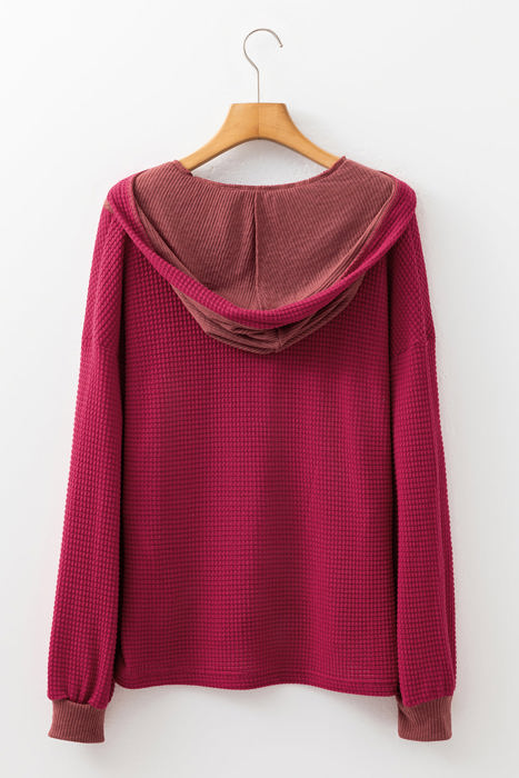 River Waffle Hooded Long Sleeve Top