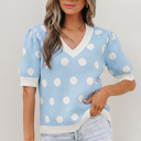 Light Blue XL Rivka Puff Short Sleeve Sweater