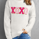 White Medium Robin Glitter Print Casual Sweater
