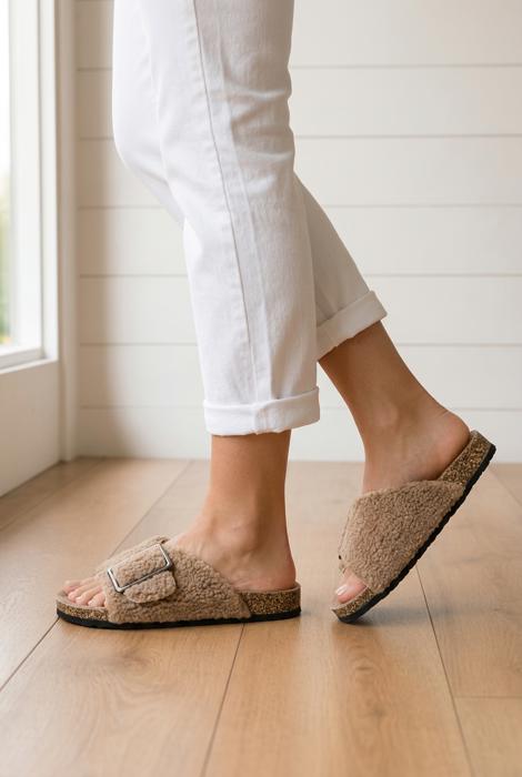Rochelle Buckle Crossed Band Slippers