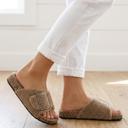 Light French Beige Size 10 Rochelle Buckle Crossed Band Slippers